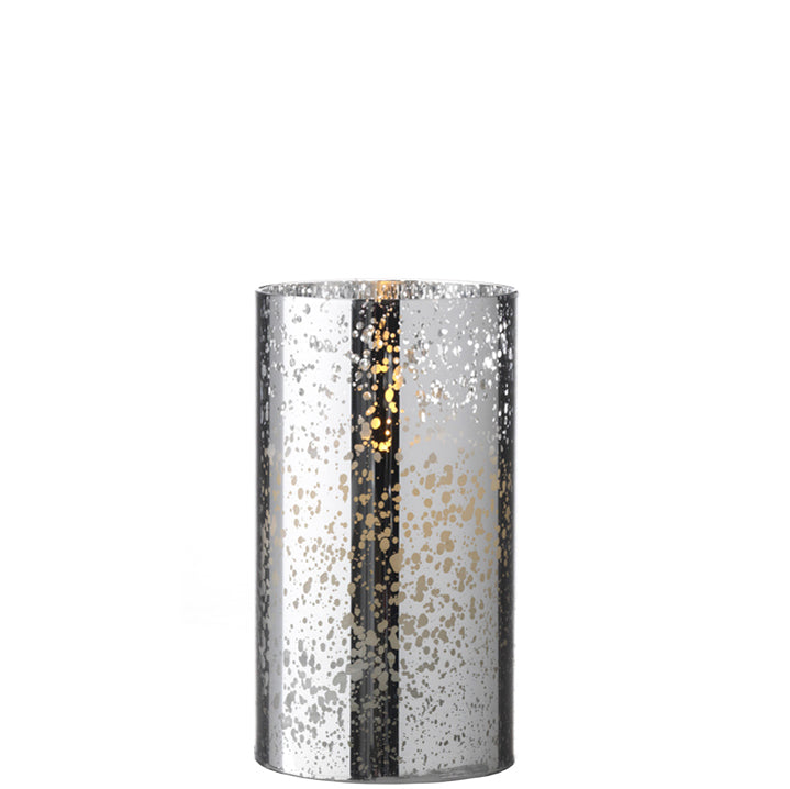 6" LED Mercury Glass Pillar Candle - Silver