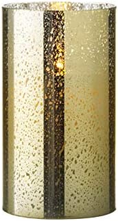 6" LED Mercury Glass Pillar Candle - Gold