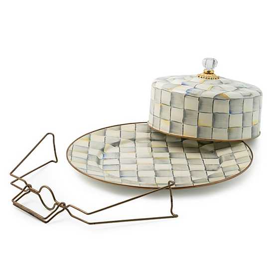 Sterling Check Enamel Cake Carrier