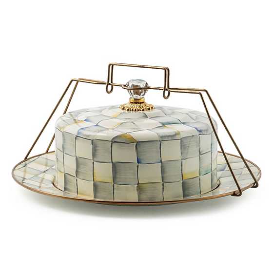 Sterling Check Enamel Cake Carrier