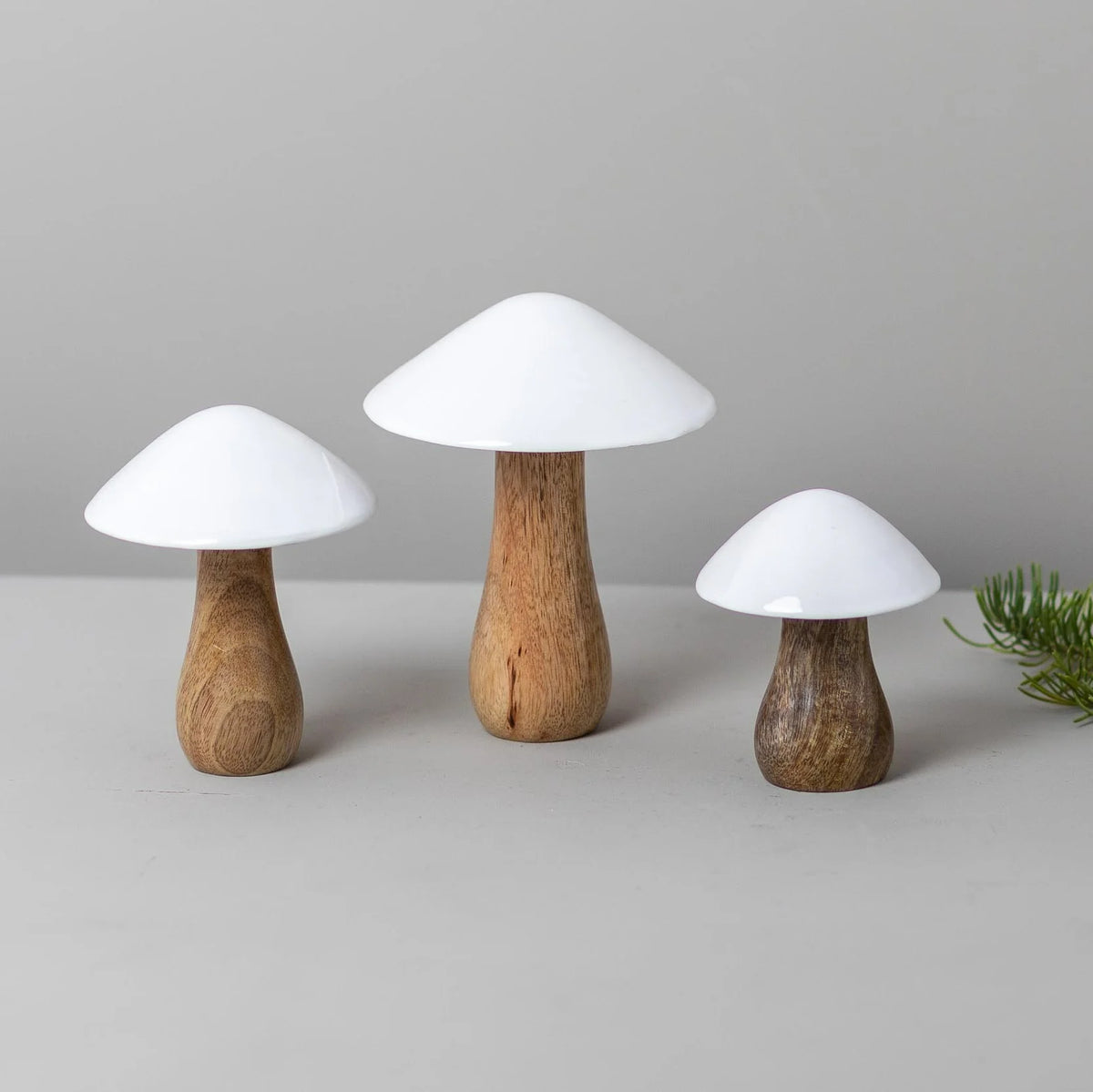 Mango Wood & Enamel Mushroom