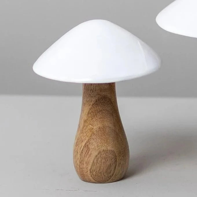 Mango Wood & Enamel Mushroom