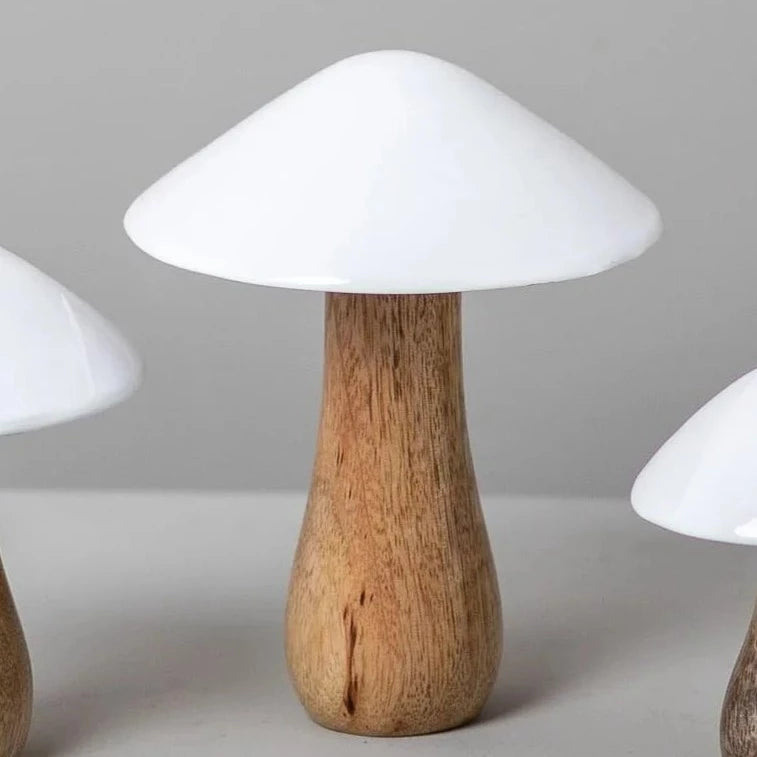Mango Wood & Enamel Mushroom