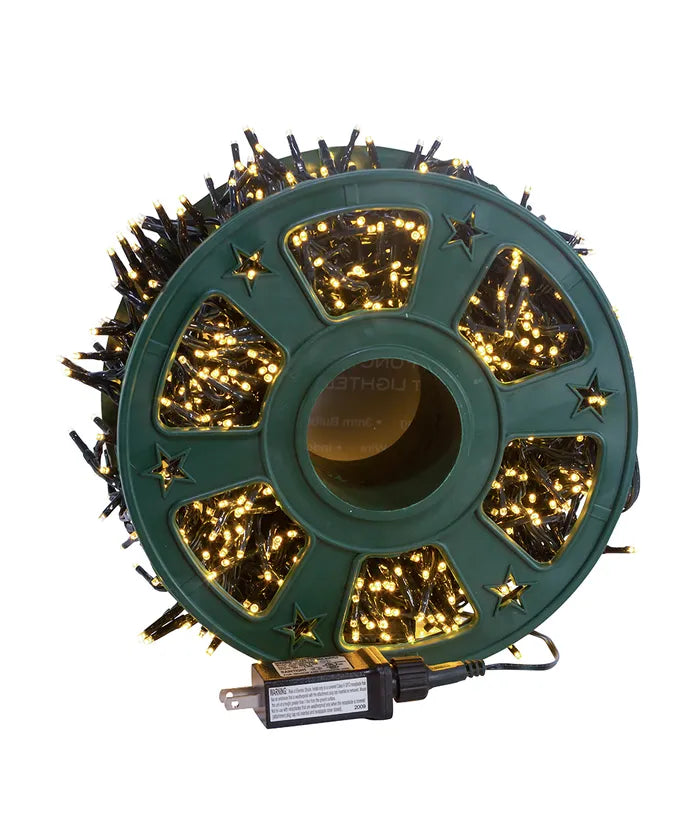 98' 1,200-Light Warm White 3MM LED Multifunction Rice Lights With Green Wire