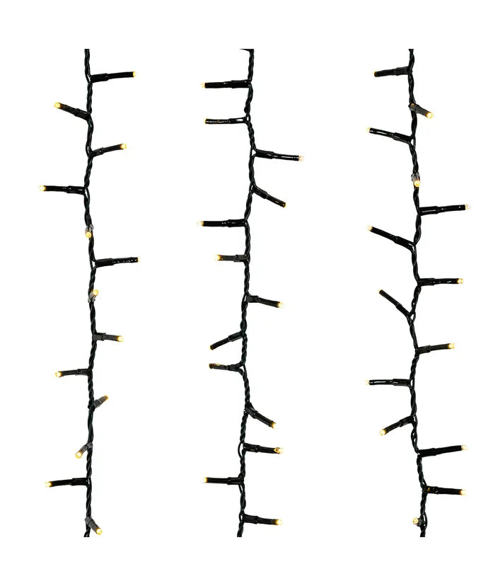 98' 1,200-Light Warm White 3MM LED Multifunction Rice Lights With Green Wire