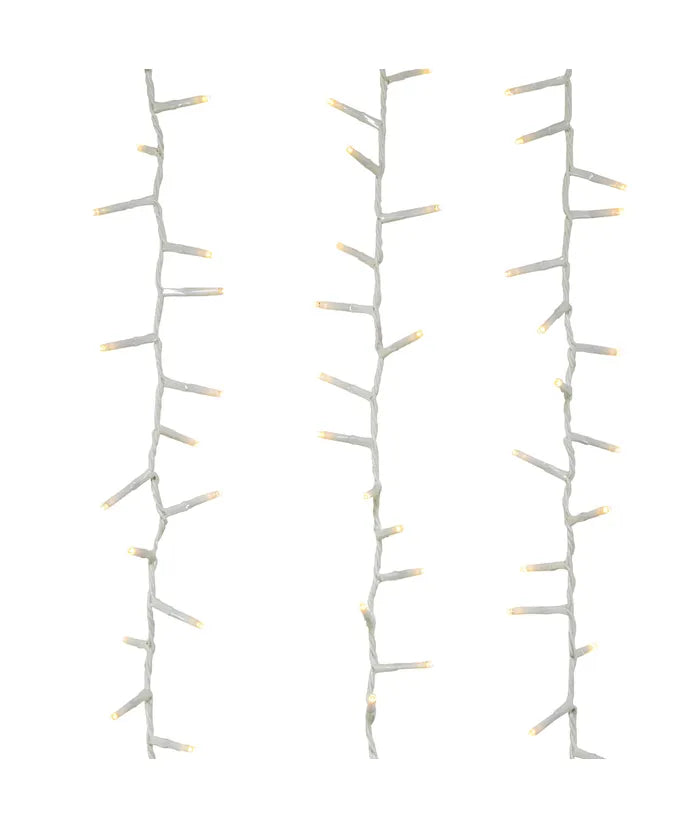 49' 600-Light Warm White 3MM LED Multifunction Rice Lights With White Wire