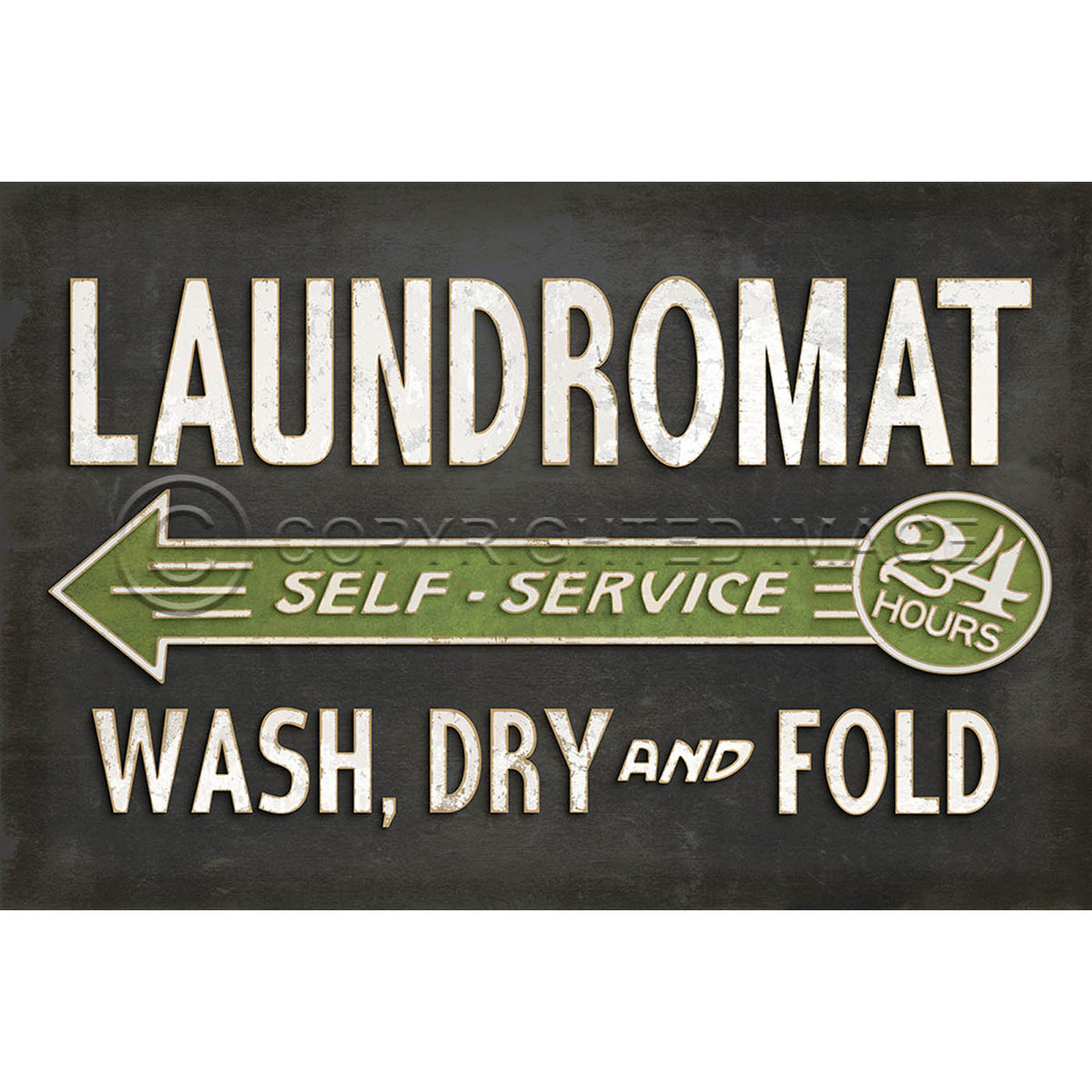 Laundry Laundromat Black 24x36