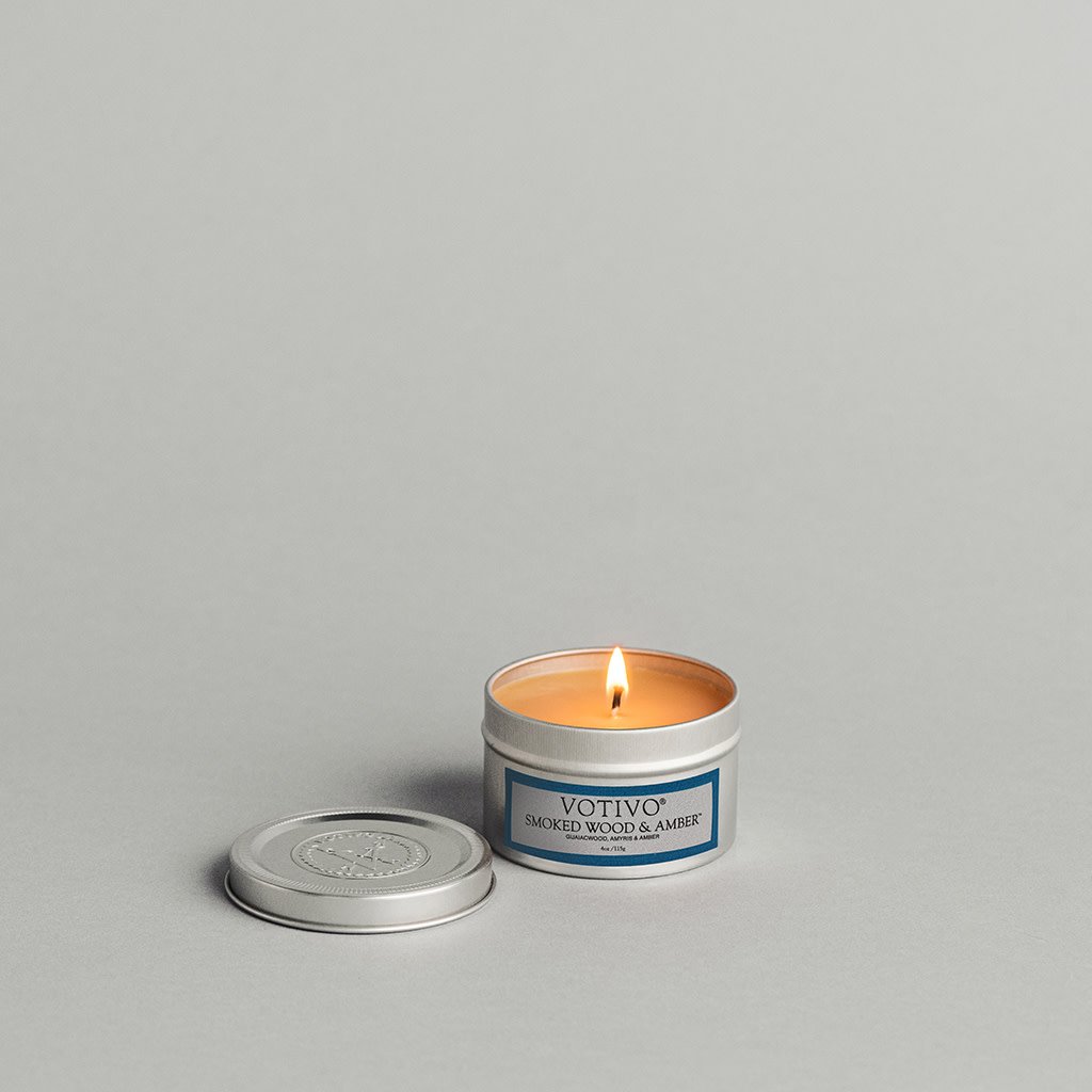 Aromatic Travel Tin Candle-Smoked Wood & Amber