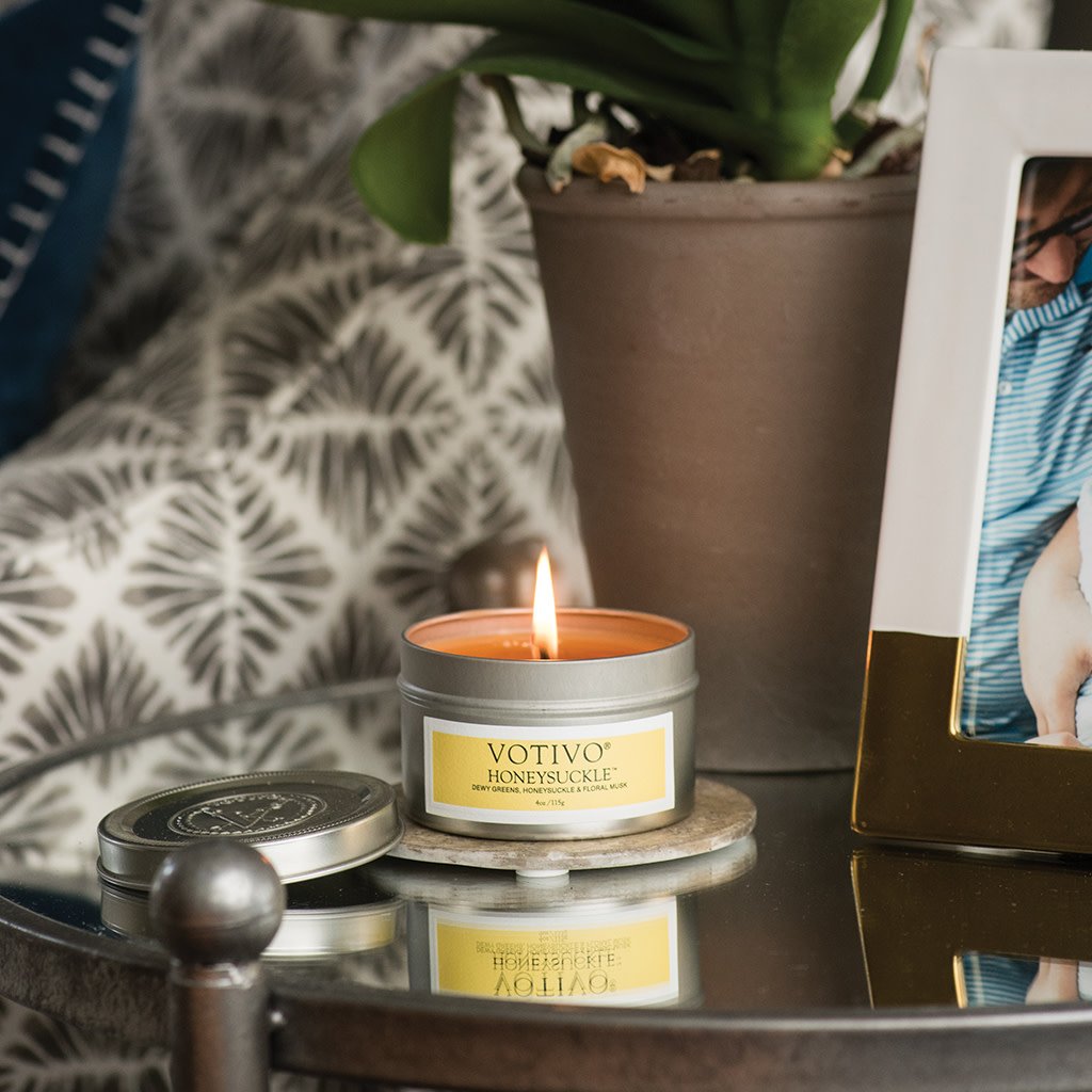 Aromatic Travel Tin Candle-Honeysuckle