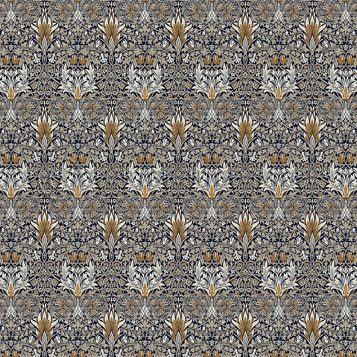 Snakeshead Indigo and Gold 48x48