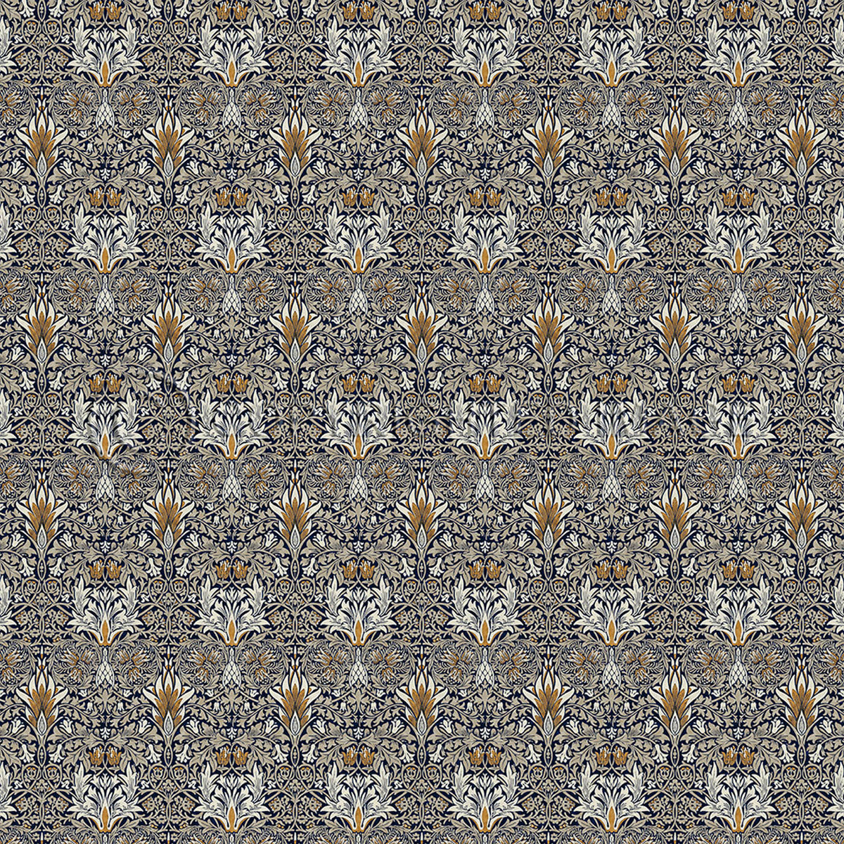 Snakeshead Indigo and Gold 60x60