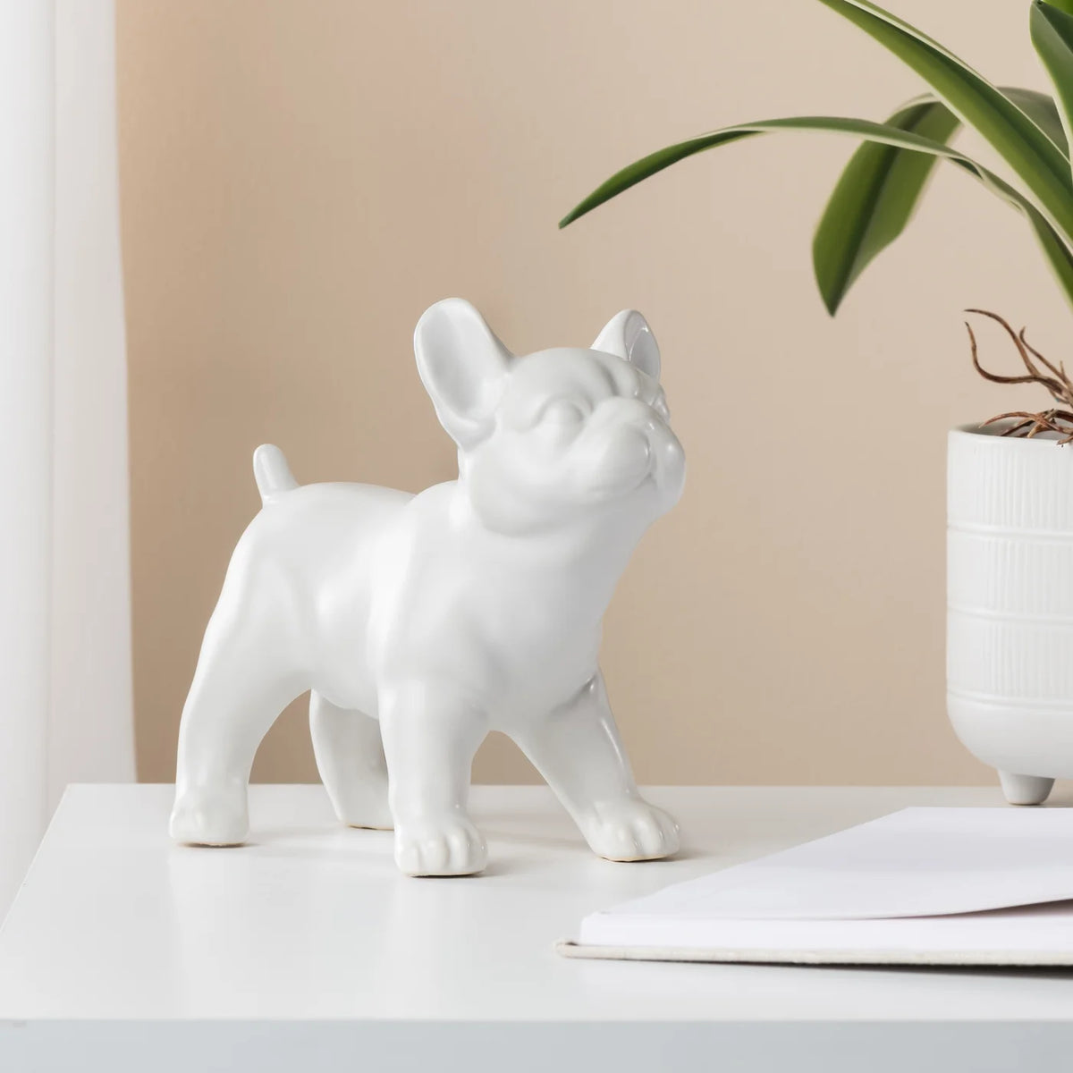 Standing Bulldog - White