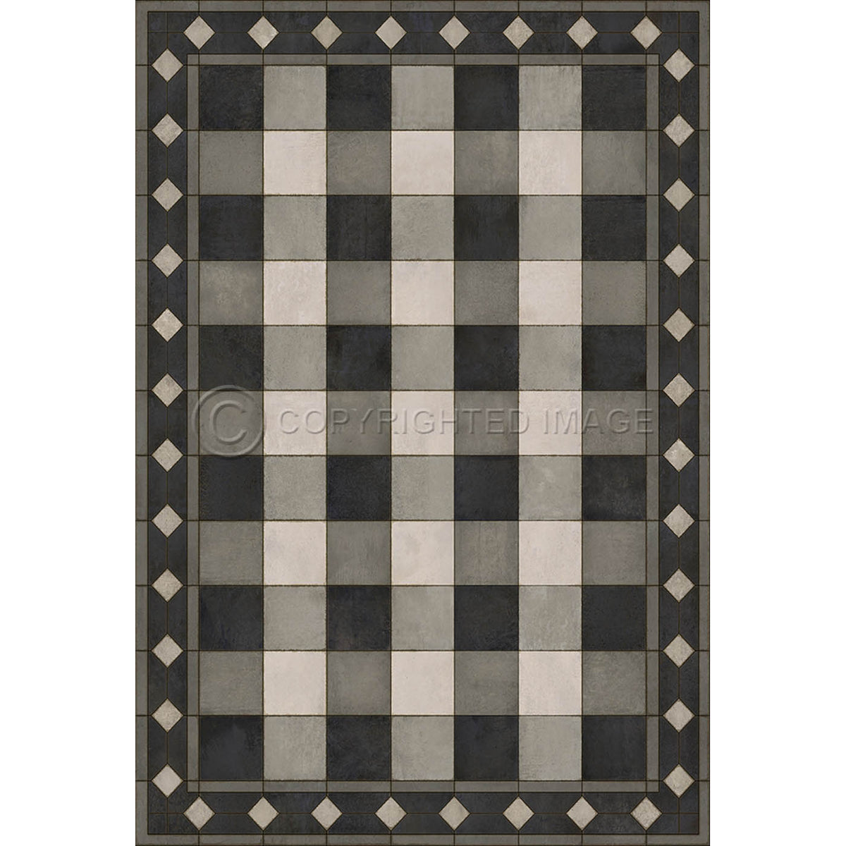 Gingham Tile Black 38x56