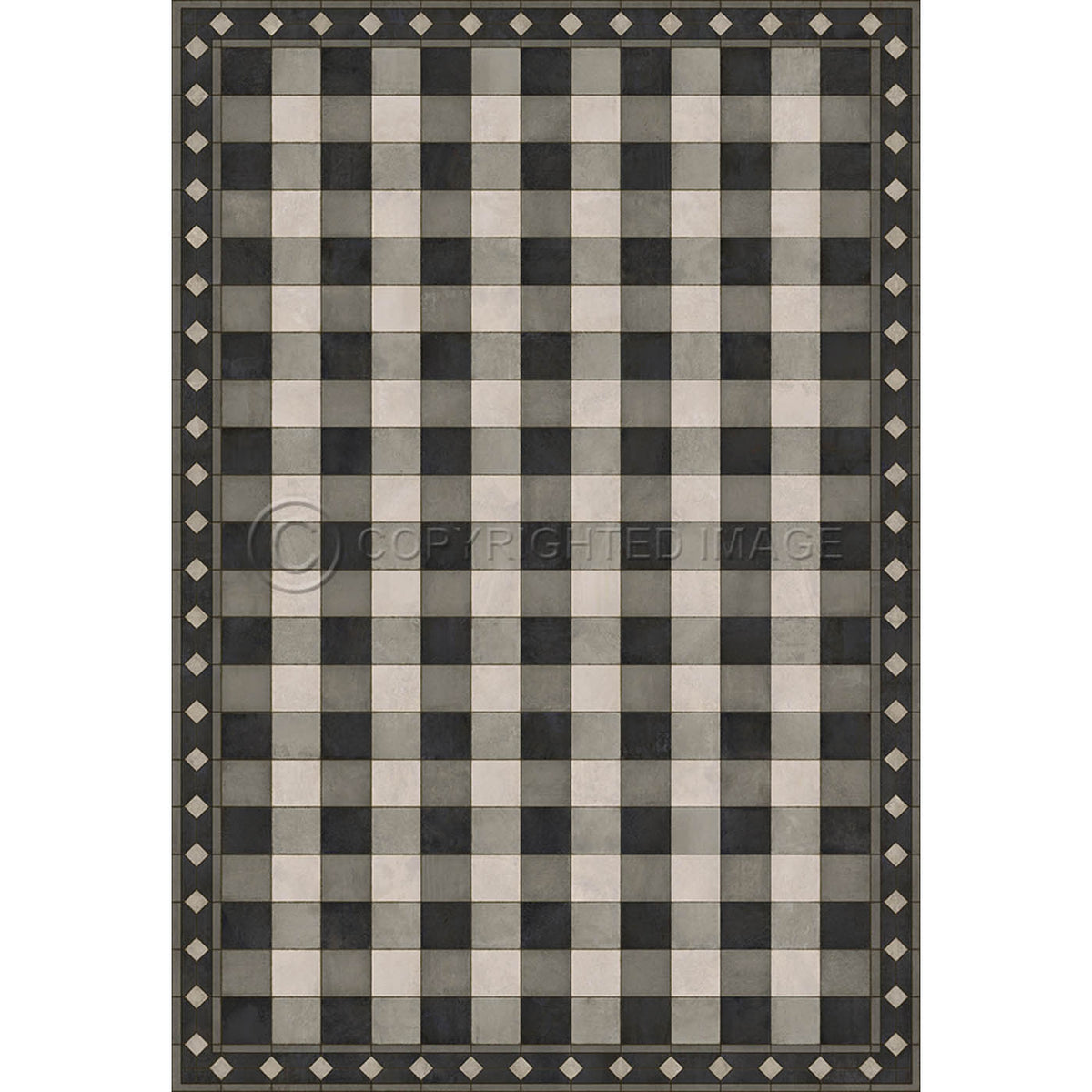 Gingham Tile Black 70x102