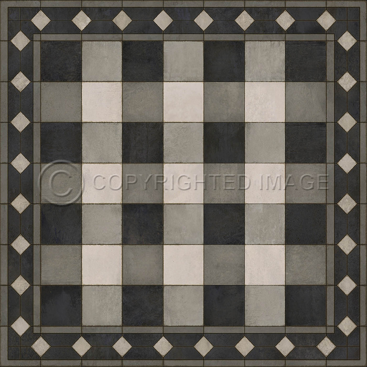 Gingham Tile Black 36x36
