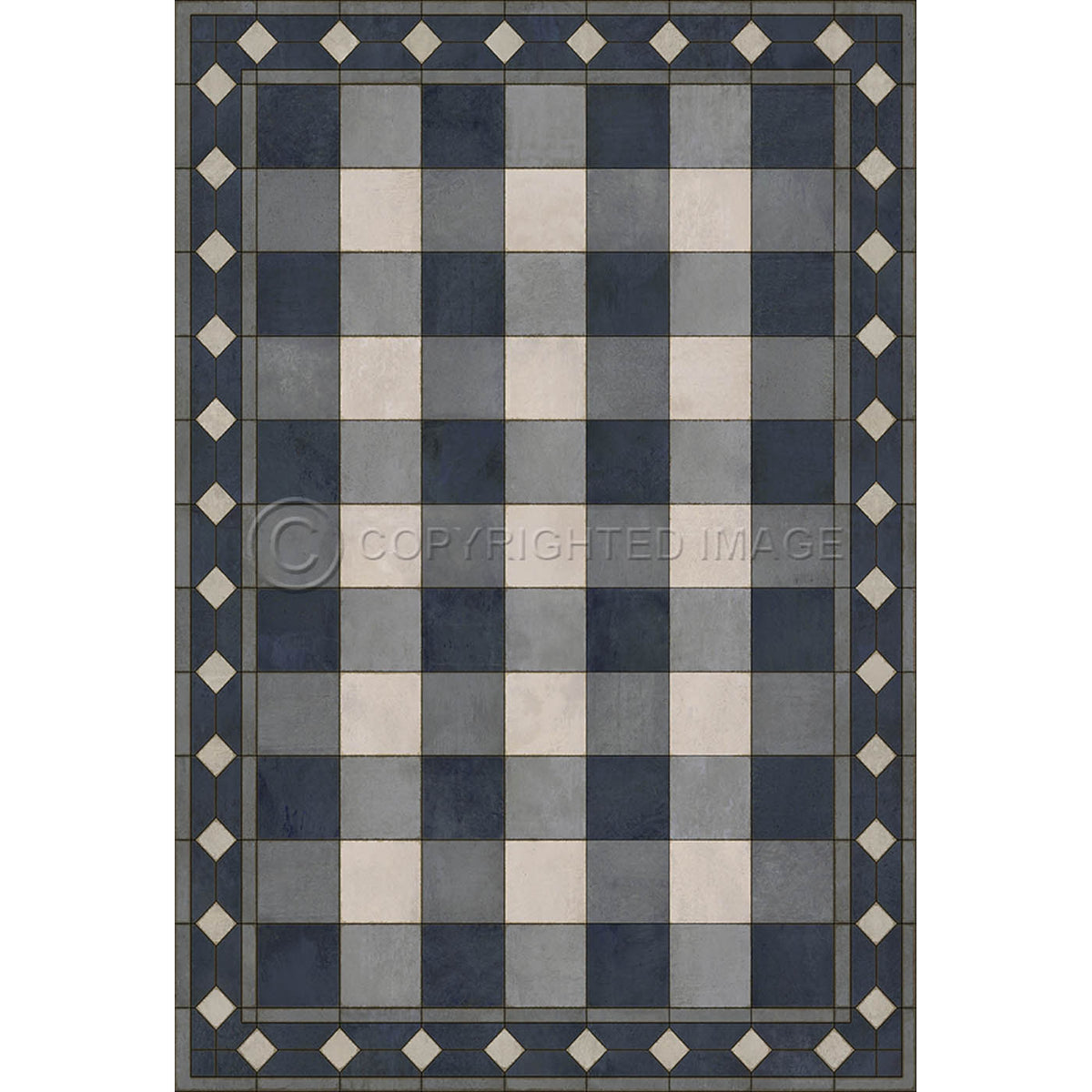 Gingham Tile Blue 38x56