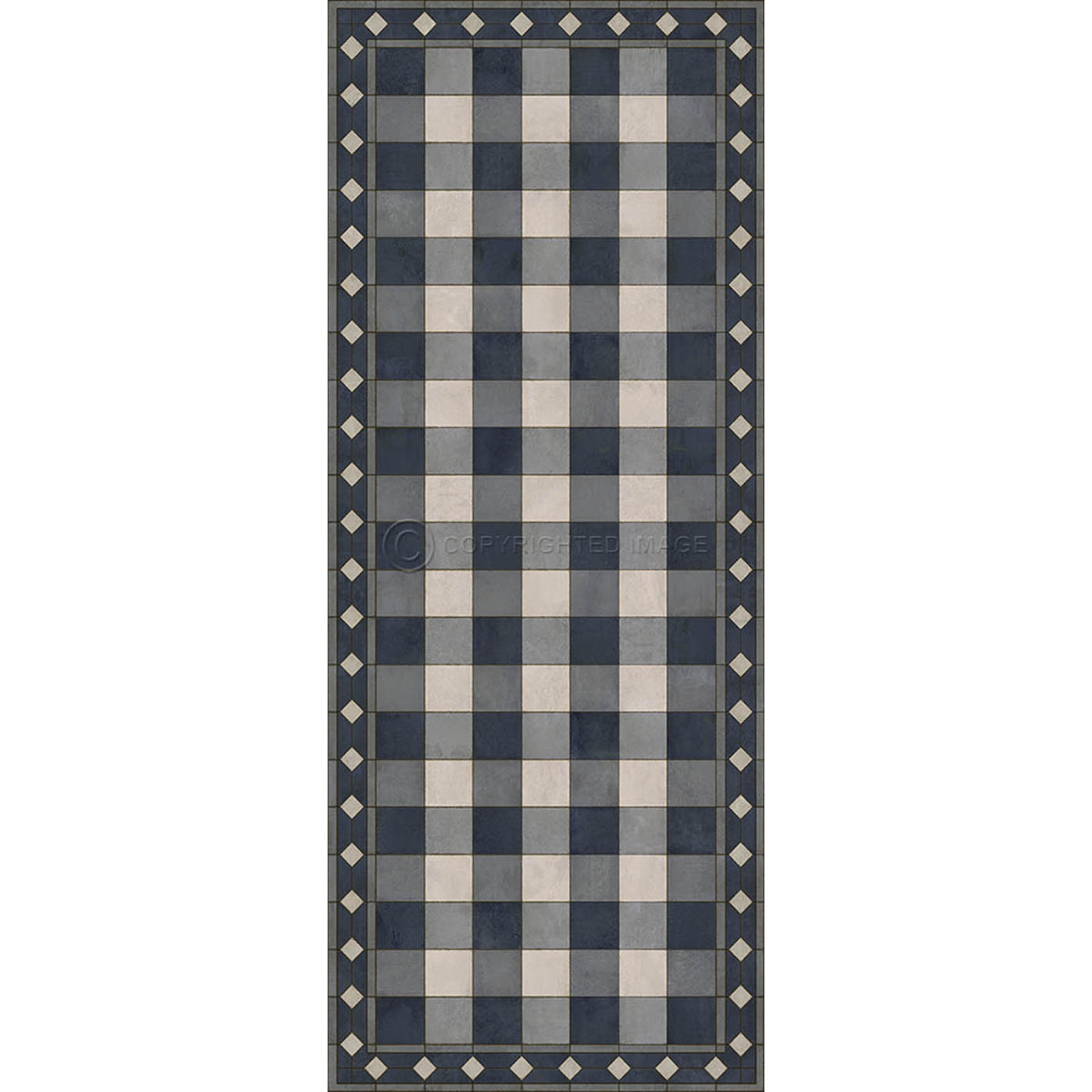 Gingham Tile Blue 36x90