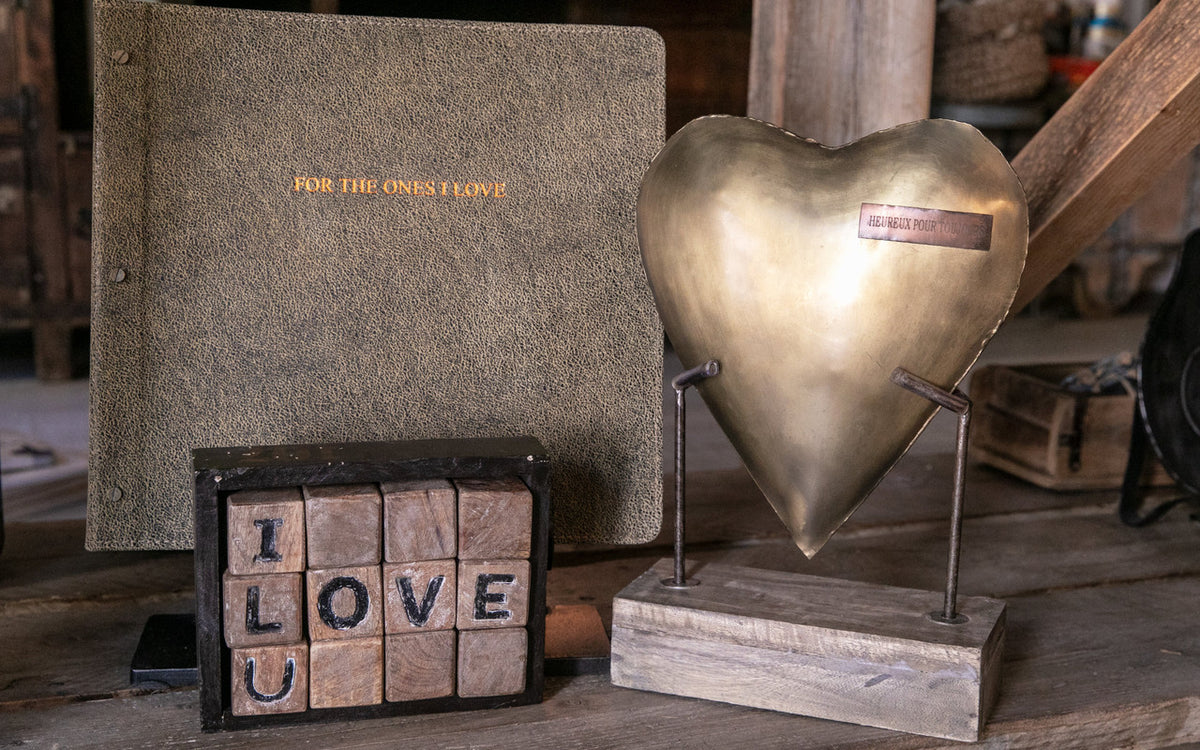 Metal Heart on Base- Happily Ever After