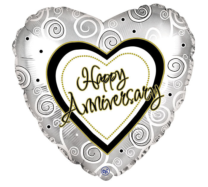 Happy Anniversary Heart Swirl Balloon
