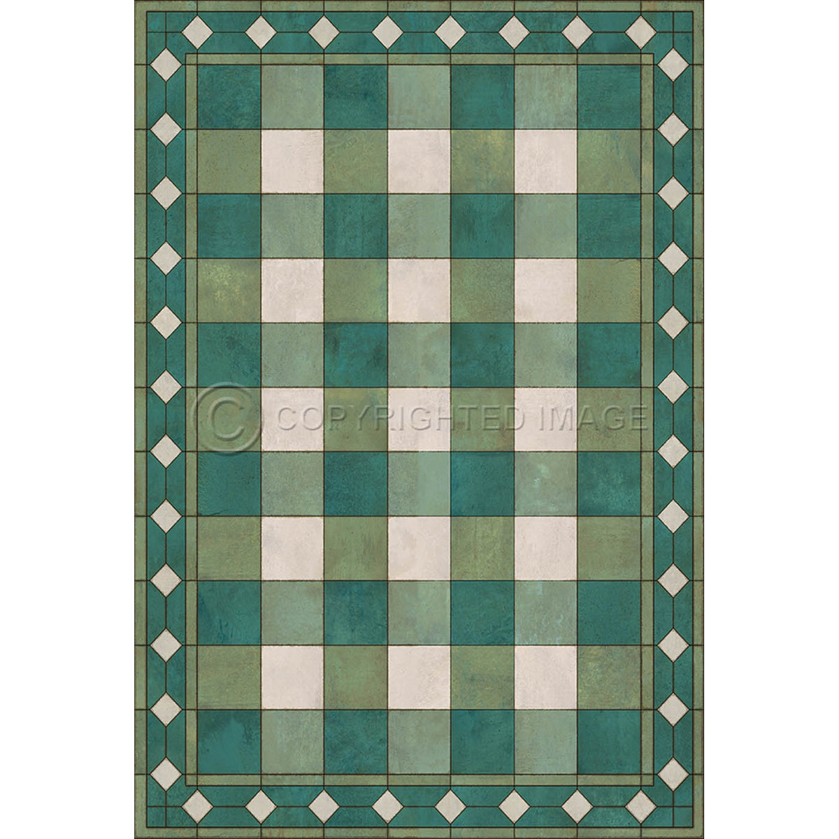 Gingham Tile Green 38x56