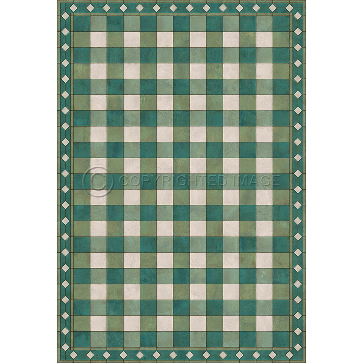 Gingham Tile Green 70x102
