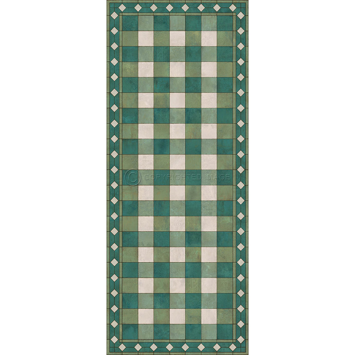 Gingham Tile Green 36x90