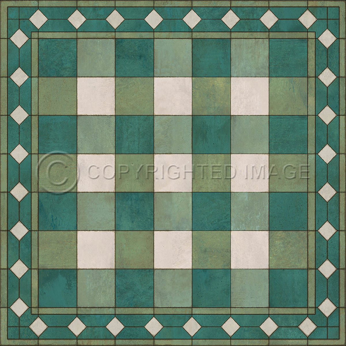 Gingham Tile Green 36x36