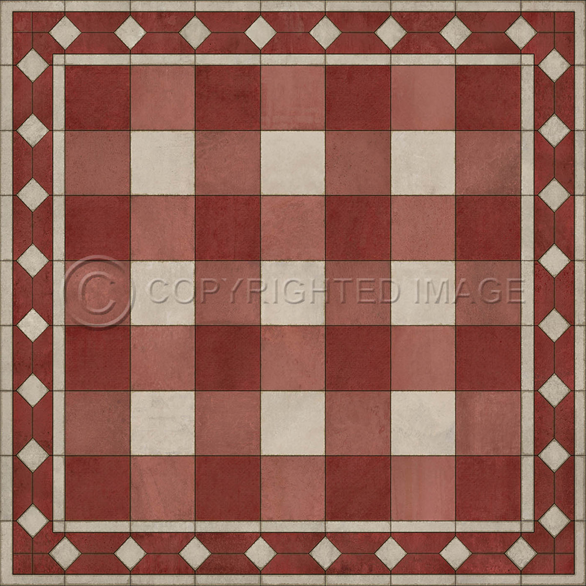 Gingham Tile Red 36x36