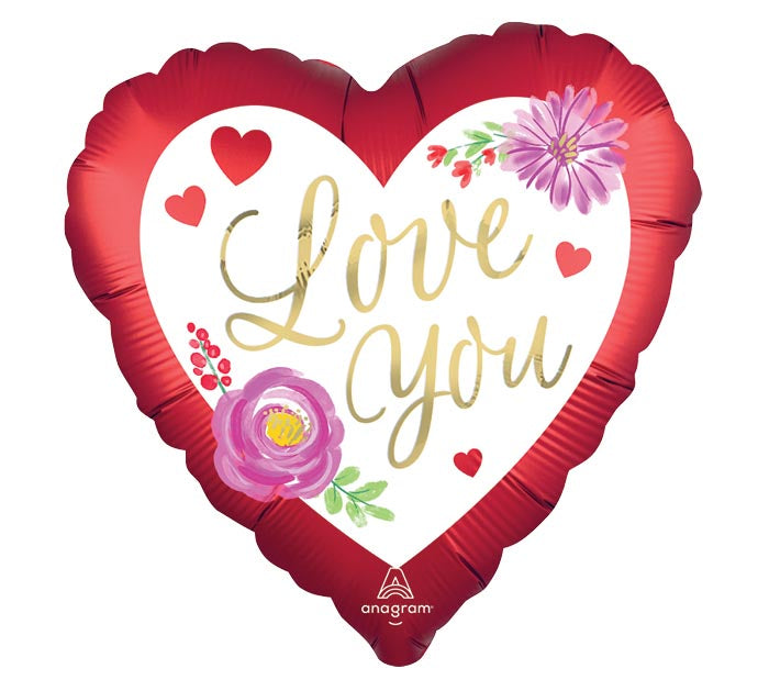 I Love You Satin Watercolor Balloon