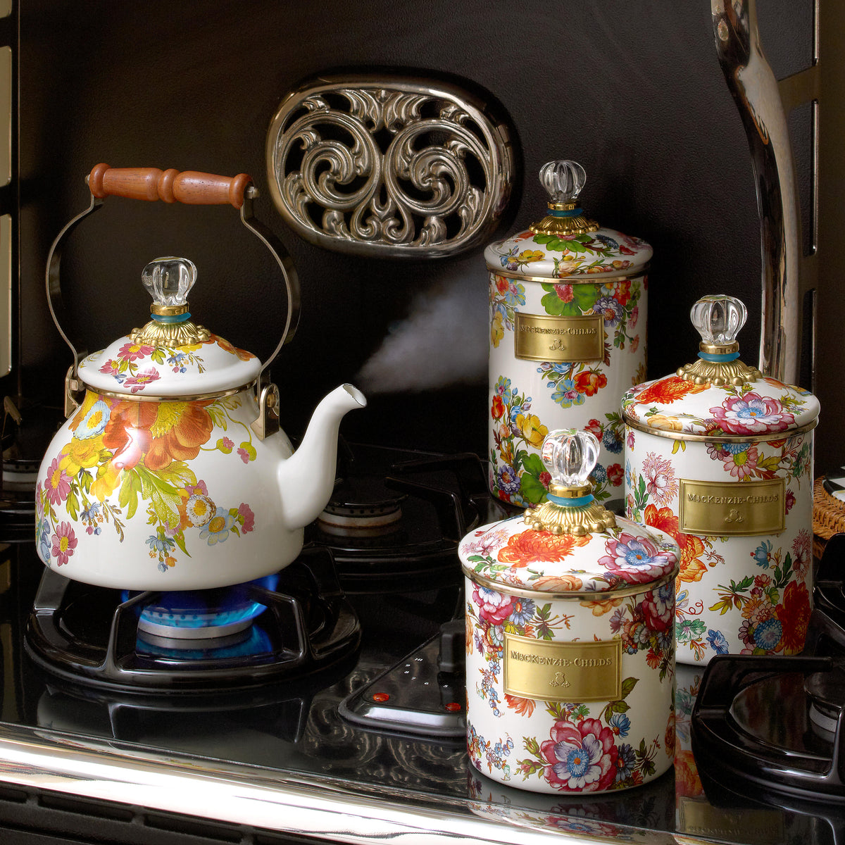 Flower Market Medium Canister - White