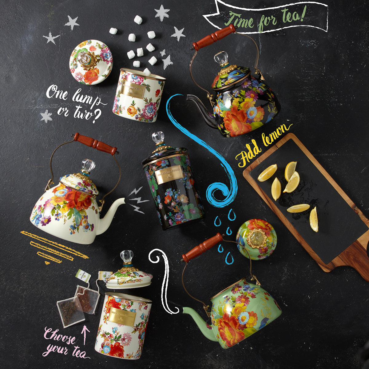 Flower Market Medium Canister - White