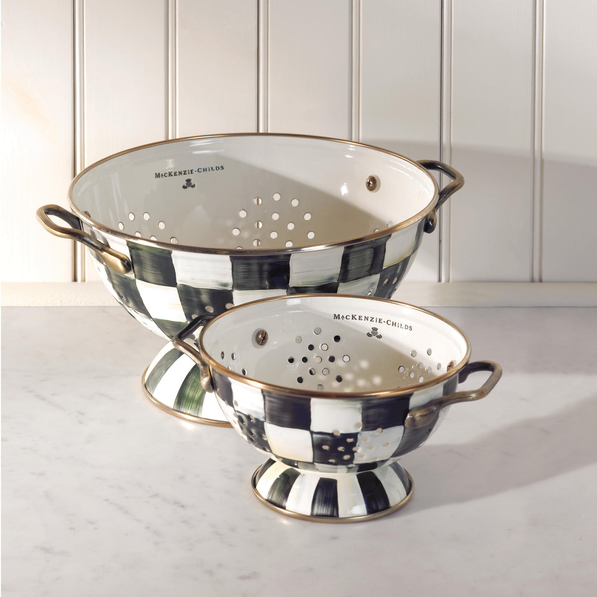 Courtly Check Enamel Colander - Small