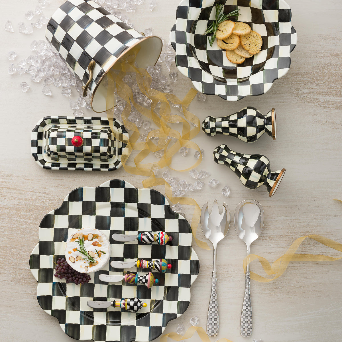 Courtly Check Enamel Large Salt & Pepper Shakers