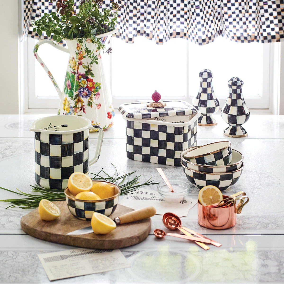 Courtly Check Enamel Large Salt & Pepper Shakers