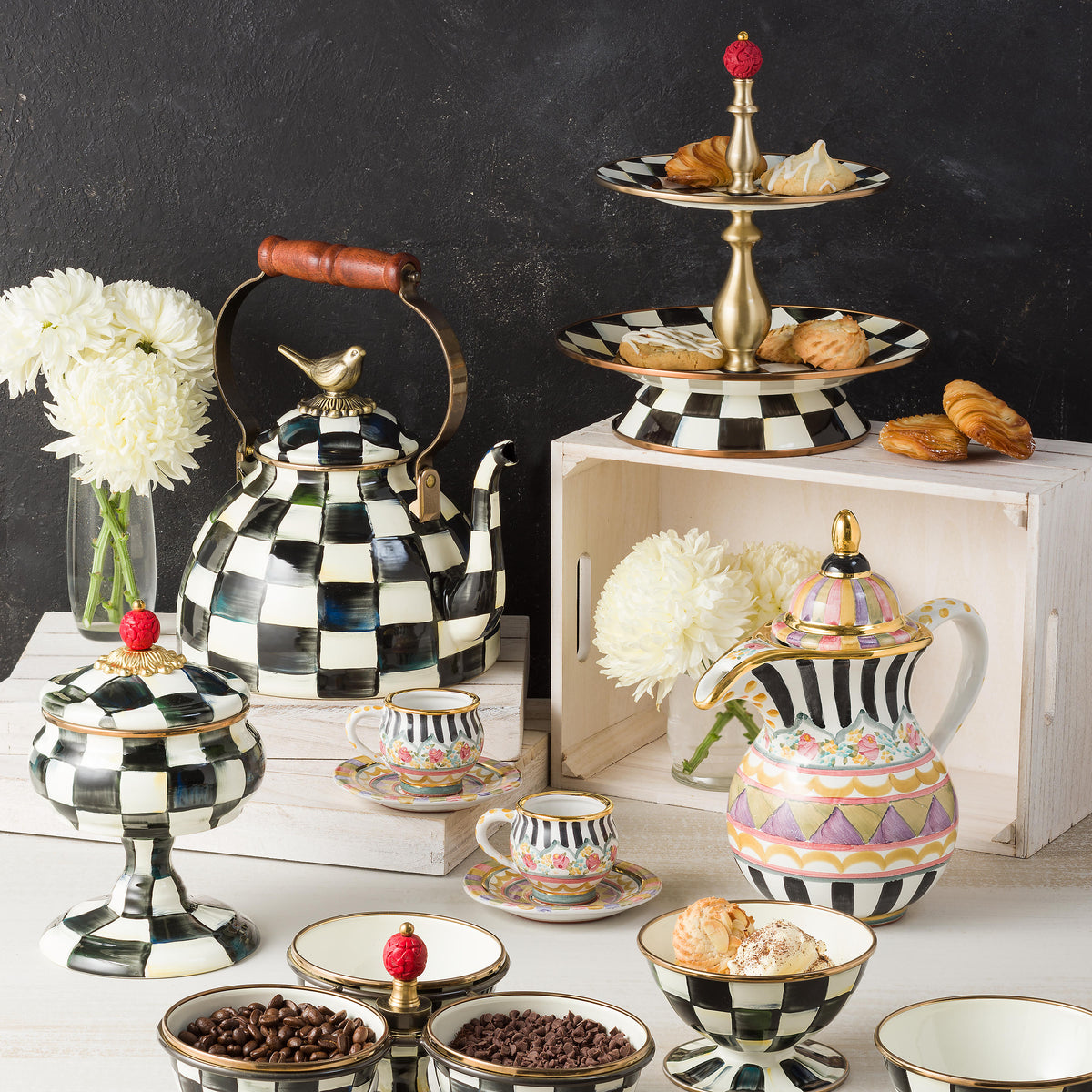 Courtly Check Enamel Two Tier Sweet Stand