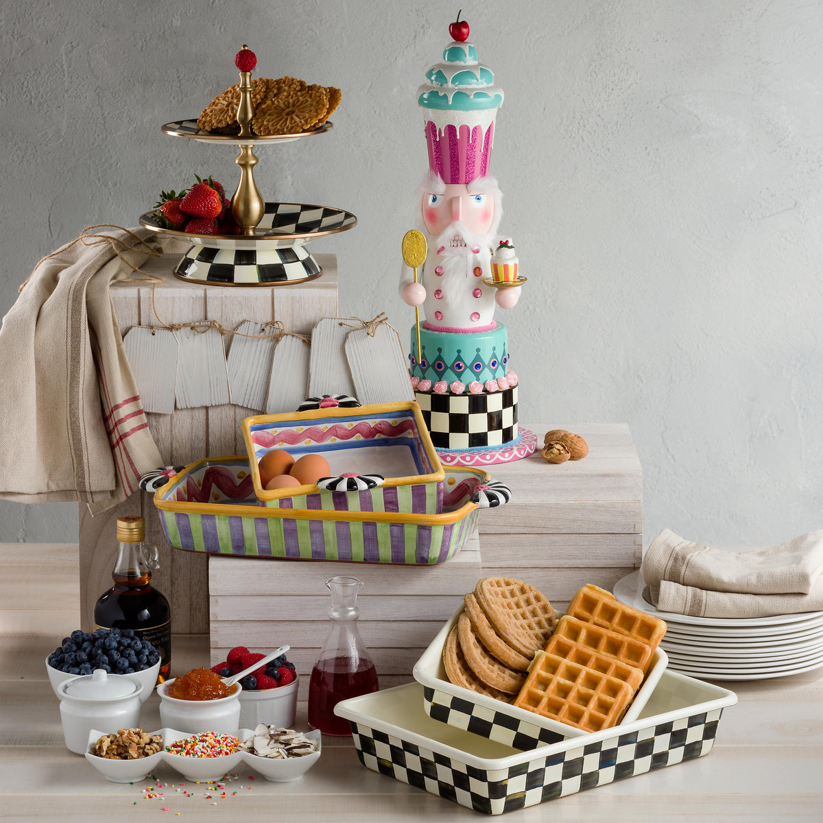 Courtly Check Enamel Two Tier Sweet Stand