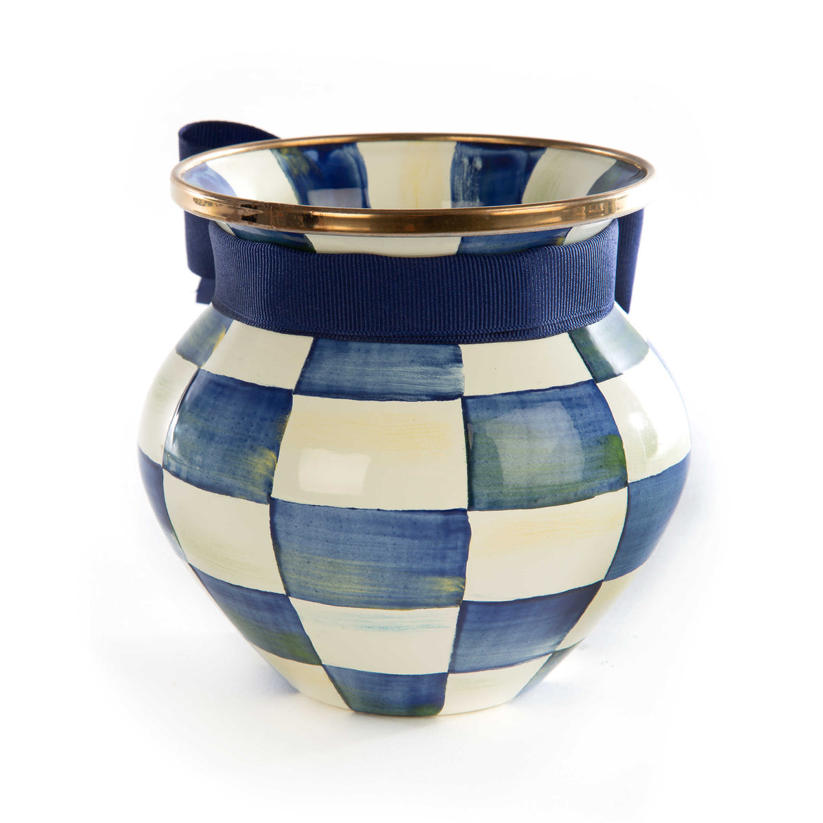 Royal Check Enamel Vase - Blue Bow