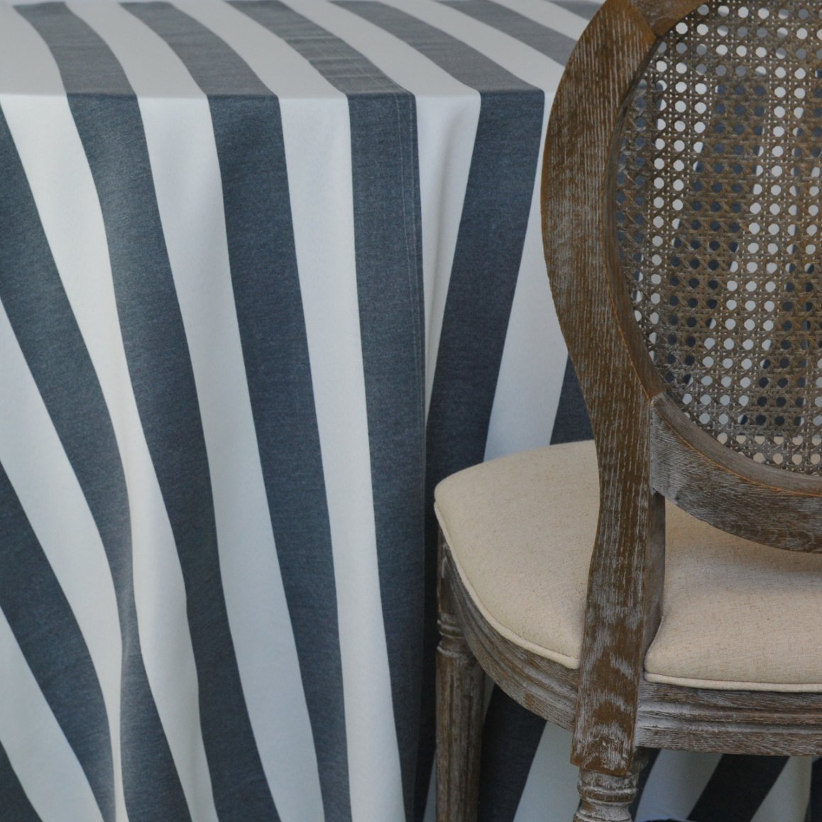 Blue Awning Stripe Tablecoth