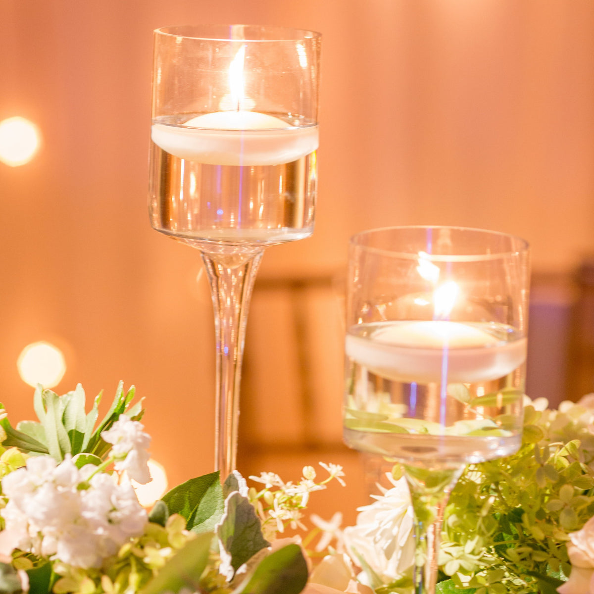 Stemmed Glass Floating Candles Holder