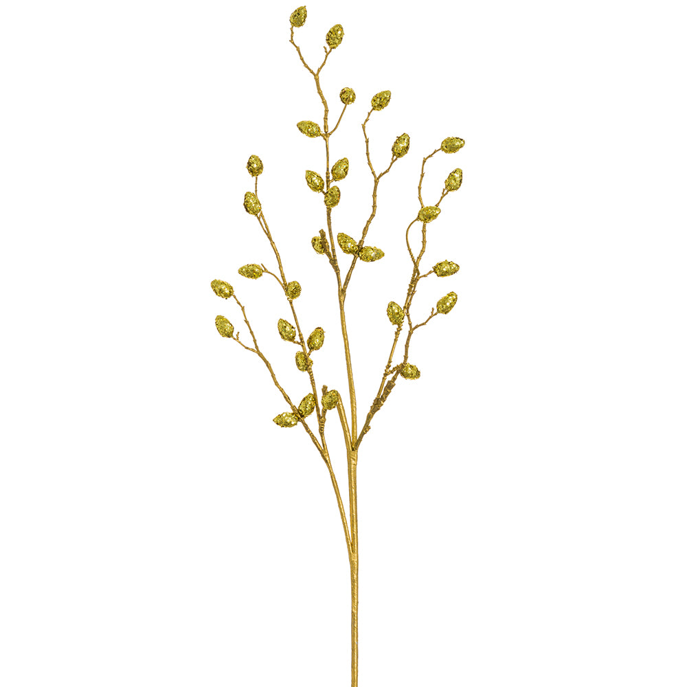 Glittered Pod Branch Gold