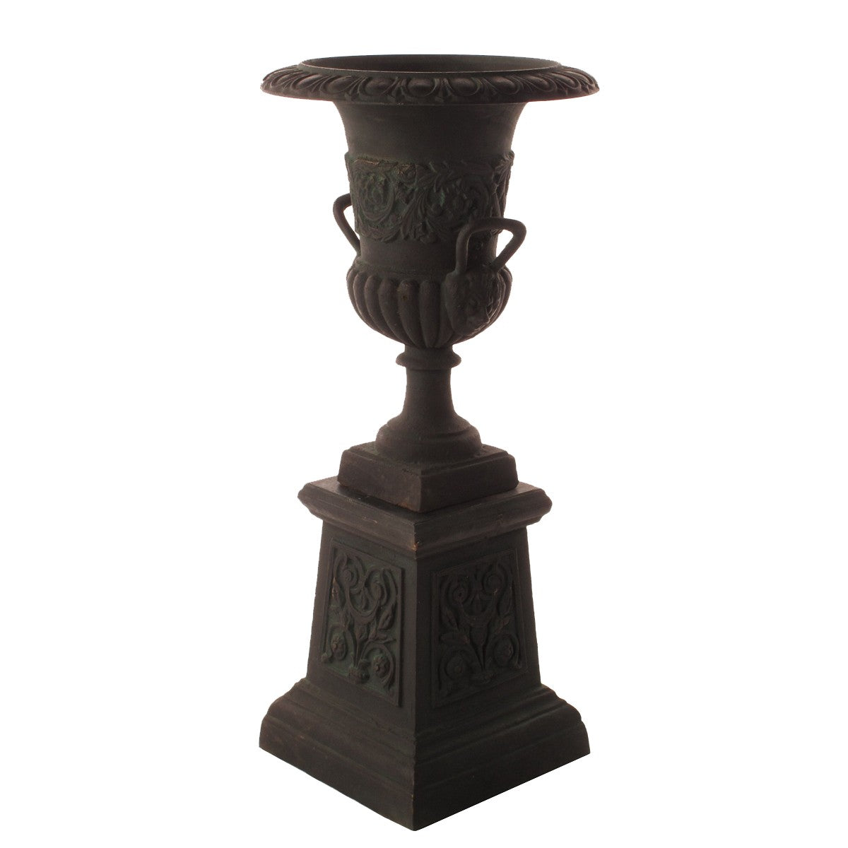 Handled Urn w/ Pedestal - Green