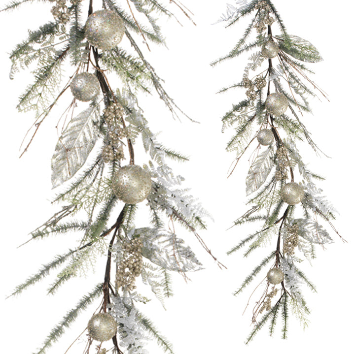 Iced Pine Berry Ball Garland