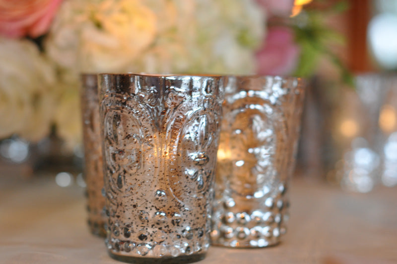 Silver Mercury Glass Votive - Candle Holder