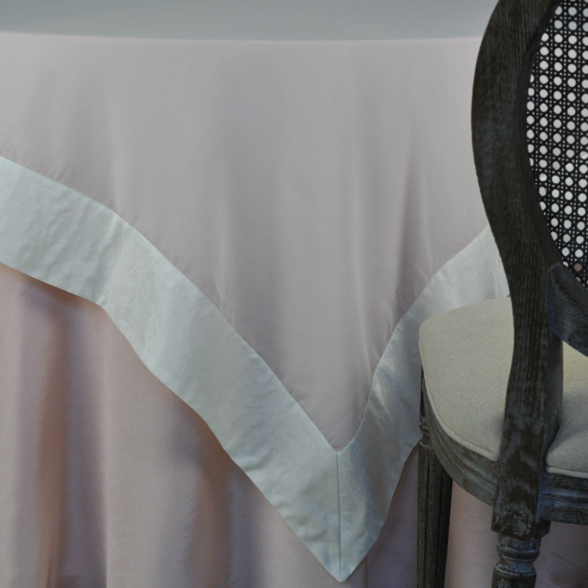 Pink - White Satin Tablecoth