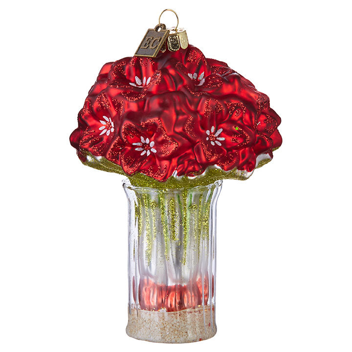 5" Red Amaryllis in Vase Ornament