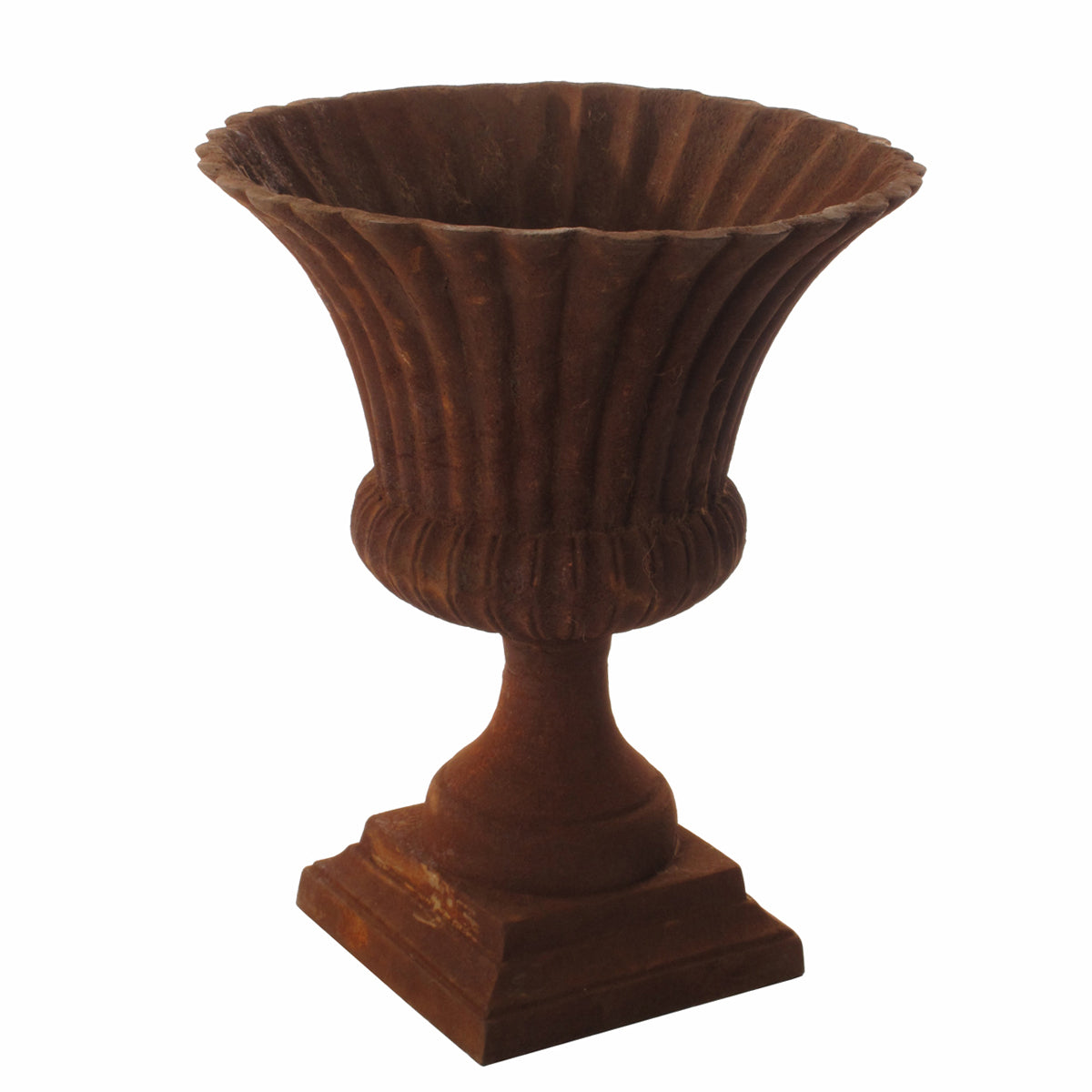 Ribbed Urn, Rust - Medium