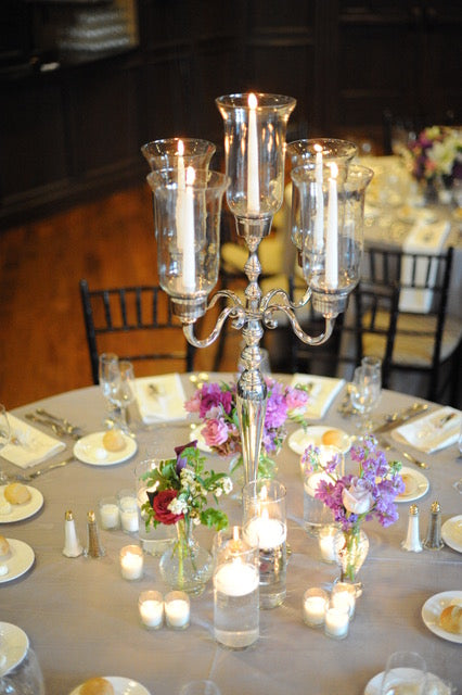 Silver with Glass Candelabra