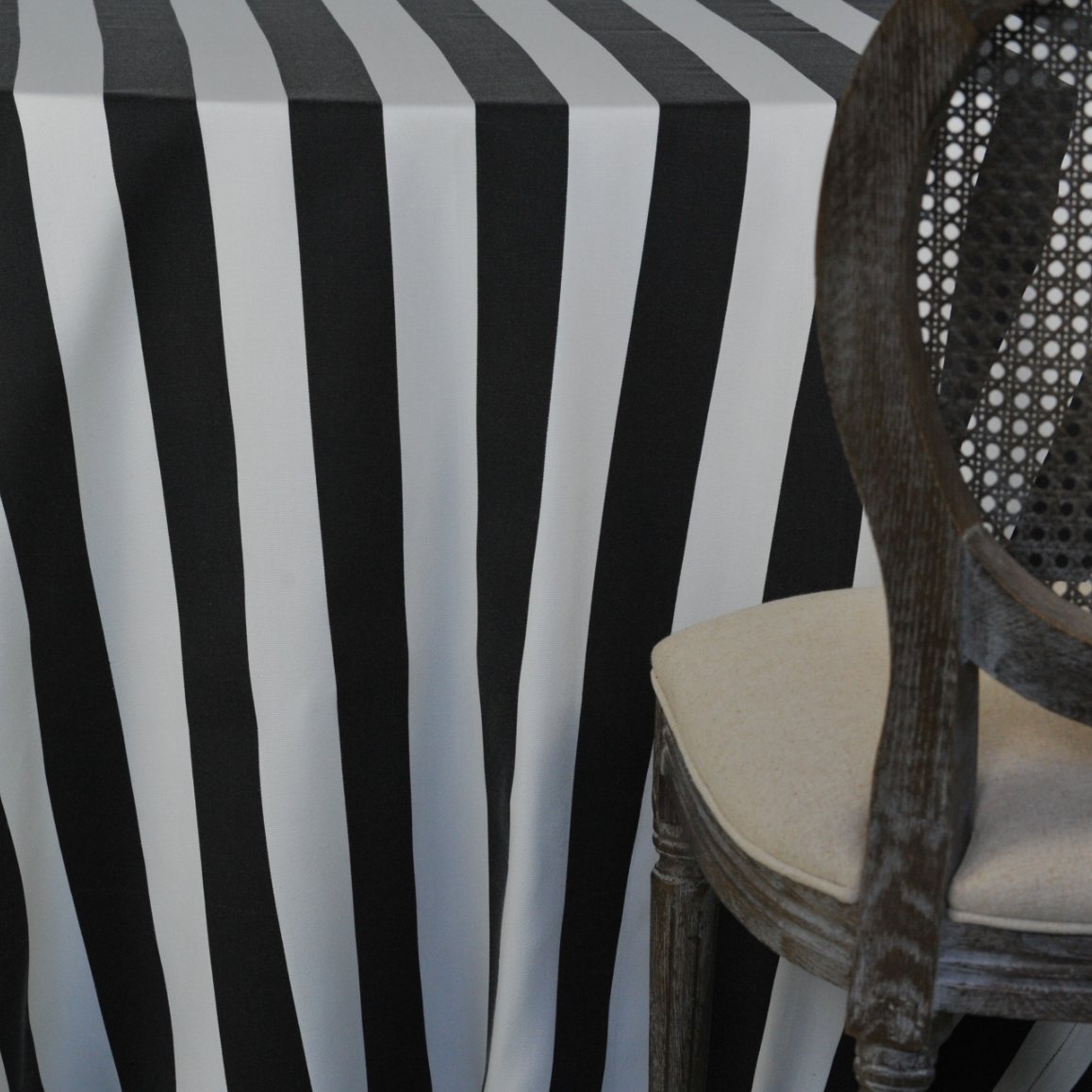 Black Awning Stripe Tablecoth