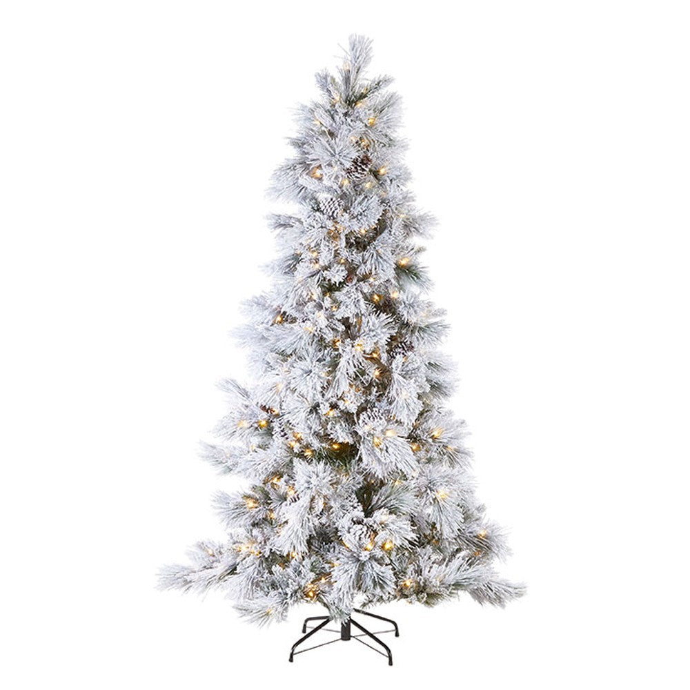 7.5' Pre-Lit Flocked Pine Tree