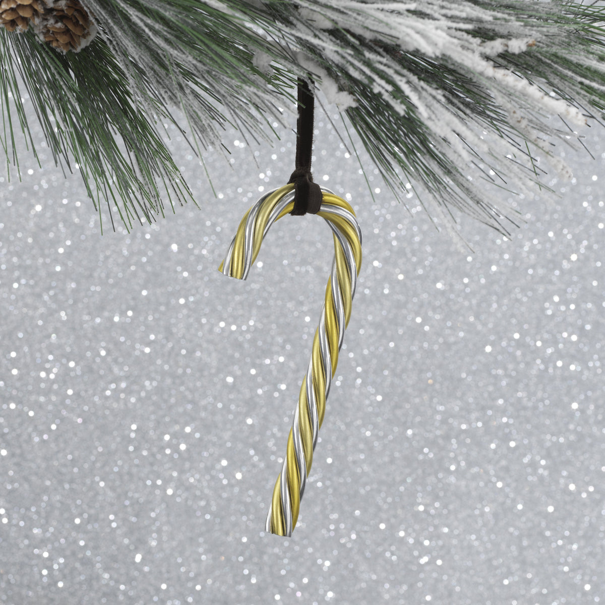 Twist Candy Cane Gold & Silver Ornament